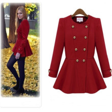 Winter Ladies Double Breasted Woolen Fitted Trench Coat